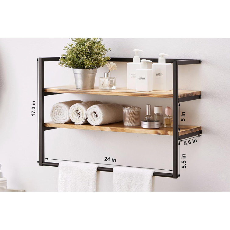 Over toilet shelf with towel bar sale